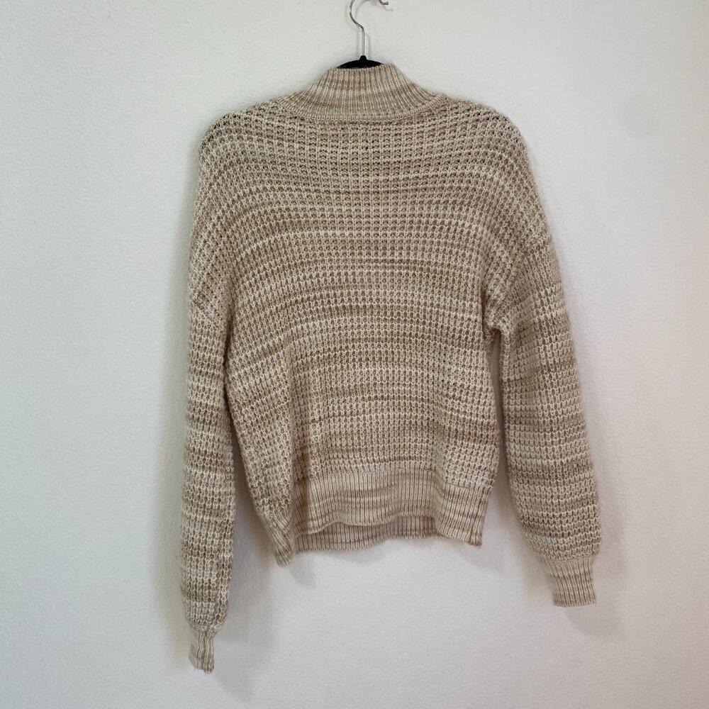 GAP Cotton Spacedye Mock Neck Chunky Sweater Neutral Beige - Picture 7 of 7